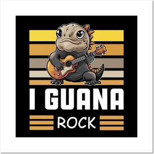 Iguana rock funny pun Posters and Art